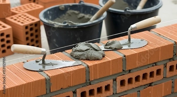 Obraz A Guide to Understanding Bricklaying Techniques and Tools for Building Durable Structures and Enhancing Construction Projects with Precision and Care