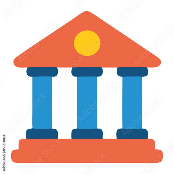 Obraz Profit growth icon for bank building, symbolizing financial prosperity. Suitable for finance, business, bankingrelated designs, presentations, and publications.