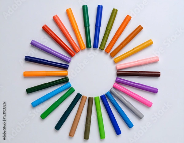 Obraz colorful markers on a white background in a circle shape