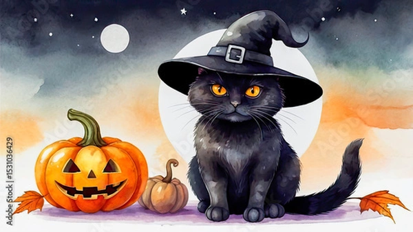 Fototapeta Mysterious Halloween Scene with Eerie Glow and Haunted Atmosphere