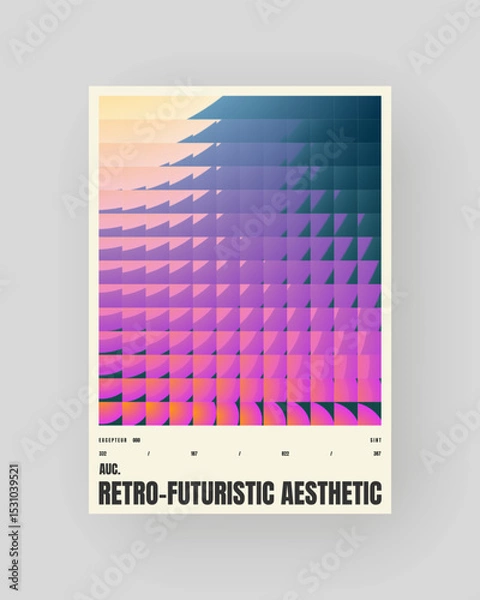 Obraz Retro-futuristic and abstract poster design. Geometric glass refraction and distortion gradient