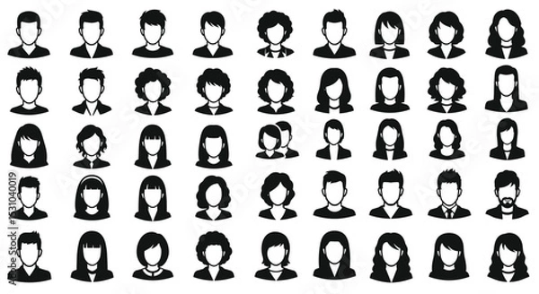 Obraz Human Face Avatar Vector Icons Depicting Diverse People Social Media User Profile