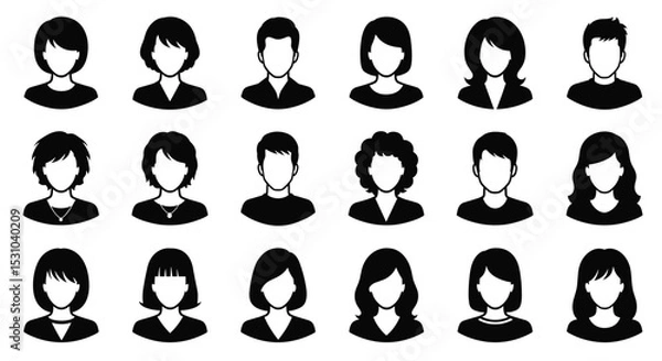 Obraz Diverse Group Of Anonymous People Represented By Silhouettes Of Their Heads And Shoulders