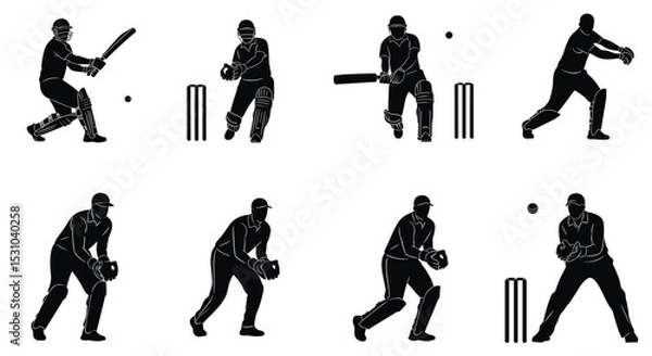 Obraz A Detailed Visual Guide to Cricket Player Action Shots and Poses on Field