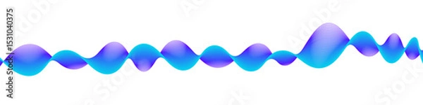 Fototapeta Abstract wave shape with vibrant gradient lines in cyan and purple, resembling audio waveform or digital pulse on white background