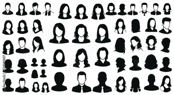 Obraz Diversity in Silhouette People Representing Variety of Characters Featuring Different Heads and Hairstyles