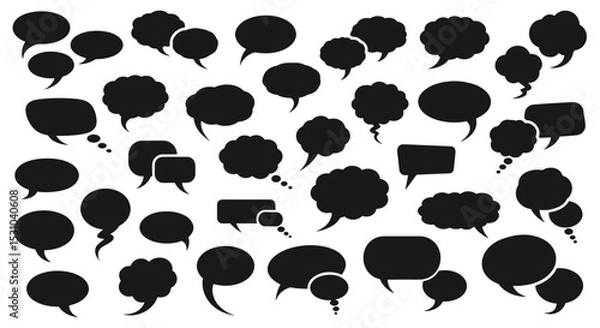 Obraz Diverse Collection of Speech Bubbles and Thought Balloons Representing Communication and Dialogue