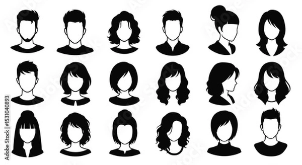 Obraz Diverse Collection of People Avatar Icons with Different Hair Styles and Clothing Styles