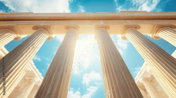 Fototapeta Ancient Greek Temple Columns under a Bright Sky