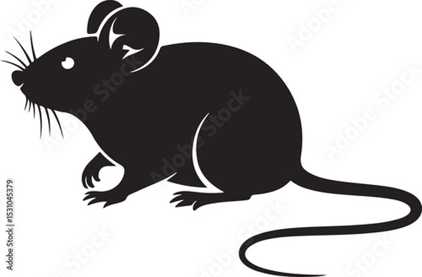 Fototapeta Mice and rat running silhouette black vector art design set