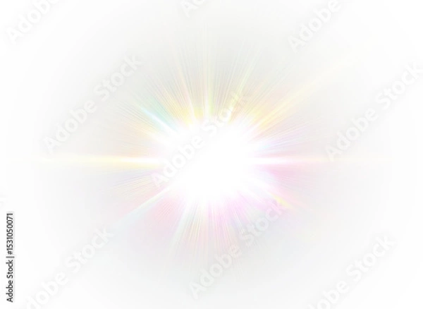 Fototapeta Overlay, sun, light, sunbeam, shine in a glowing solar effect. Transparent PNG perfect for Overlay designs, flare and sparkle elements, sunlight textures, and warm energy visuals. Premium PNG included