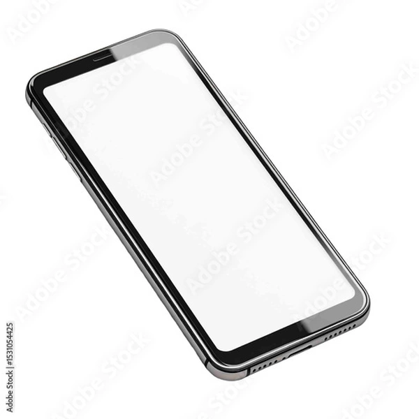 Obraz Sleek smartphone with a vibrant blank screen, perfect for showcasing apps and designs in a modern and minimalist style. Black background.