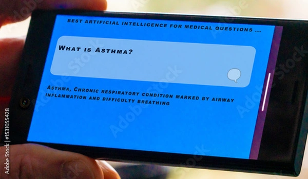 Fototapeta Asthma question for ai on smartphone screen