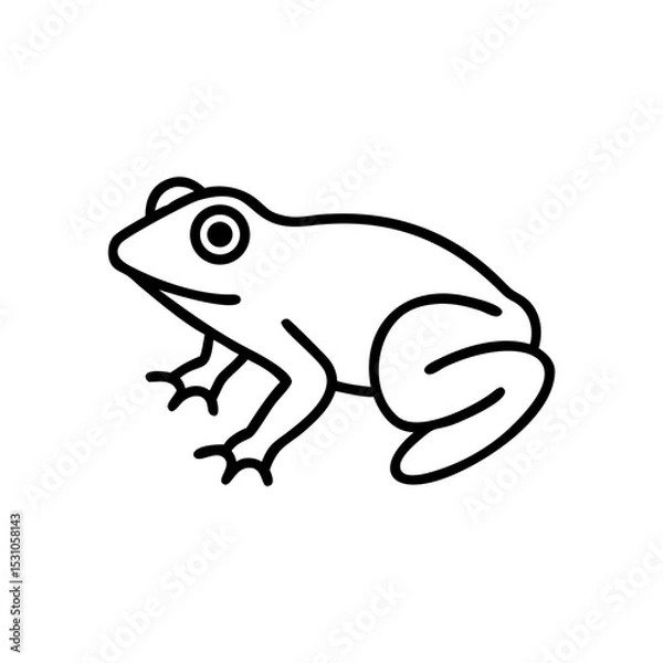 Fototapeta Frog from side view icon in outline style, amphibian symbol