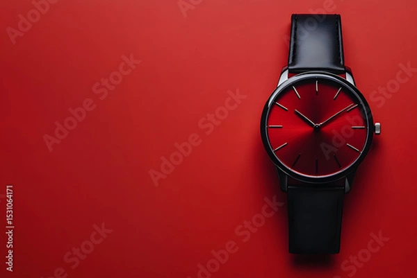 Fototapeta Modern Mastery: A Sleek Designer Watch red background