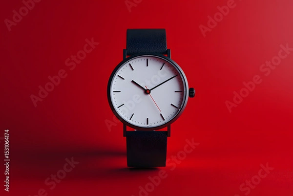 Fototapeta Modern Mastery: A Sleek Designer Watch red background