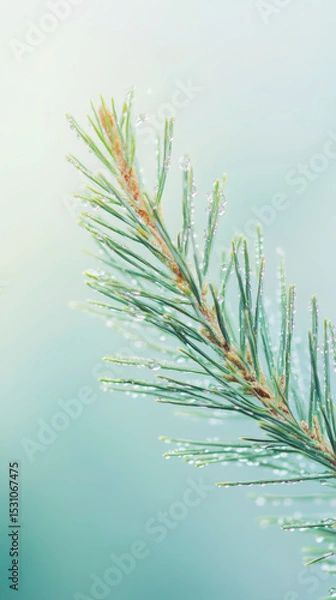 Fototapeta Winter Pine Branches – Soft Bokeh & Frosty Needles