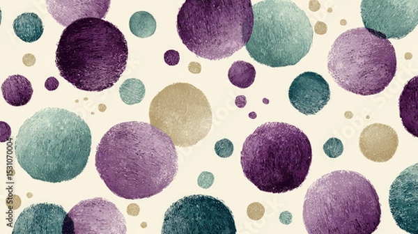 Fototapeta Colorful textured circle pattern with purple and teal dots