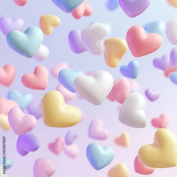 Fototapeta floating hearts representing safe space, pastel colors on white background