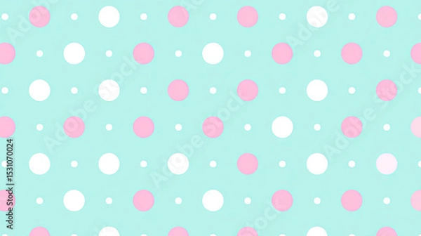 Fototapeta Polka dot pattern with pink and white circles on blue background