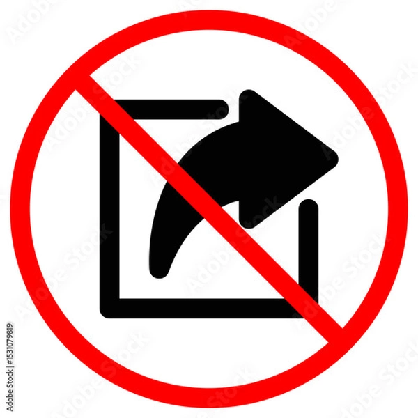 Fototapeta No Sharing Sign with Arrow Black Icon in Red Circle