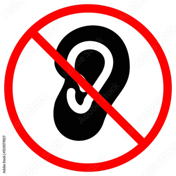 Fototapeta No hearing sign vector icon restriction for audio or listening concept
