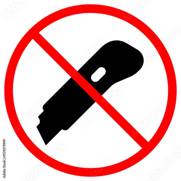 Fototapeta Cutting tool forbidden symbol with cutter in a red circle