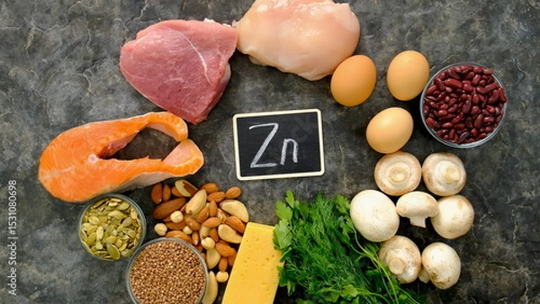Obraz Foods contain zinc food. Selective focus.