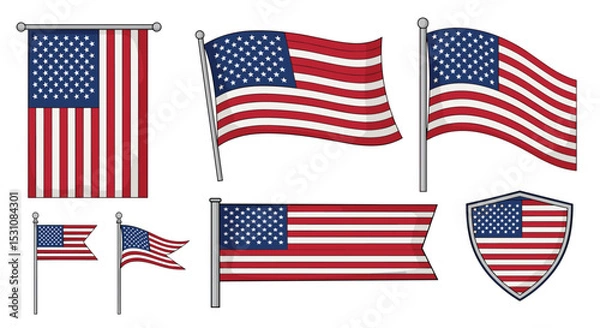 Obraz United States Flags Depicting Patriotism of the Nation and Independence