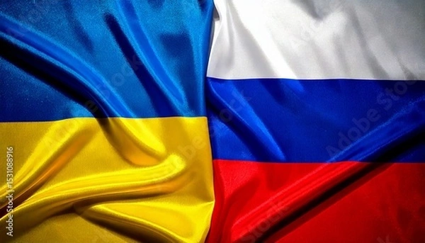 Obraz ロシアの国旗とウクライナの国旗。(Russian Federatio flag and Ukraine flag.)
