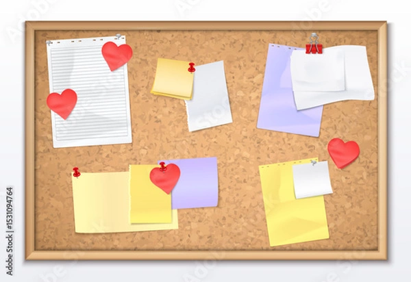 Obraz Vision Board Realistic composition with notes and hearts