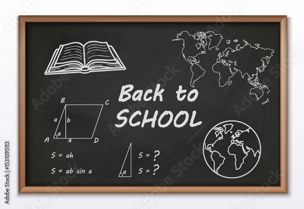 Obraz Back to School Blackboard Realistic composition
