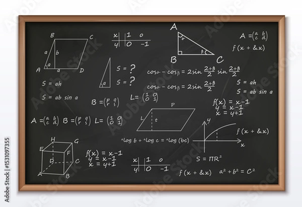 Obraz Mathematics Blackboard Vision Board Realistic composition