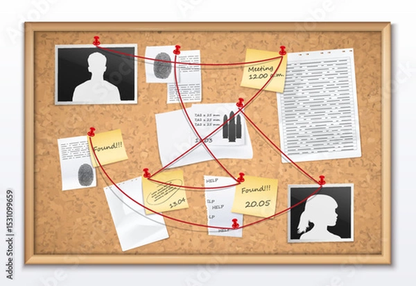 Obraz Realistic Crime Investigation Vision Board Composition