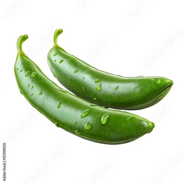 Obraz Fresh pods of sugar snap peas with water droplets isolated on background on transparent background