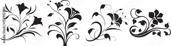 Fototapeta Elegant Floral Swirls and Flourishes Vector Design Set
