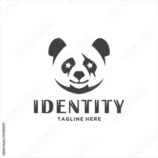 Obraz Simple Minimalist Mad Panda Bear Head Face Logo Design