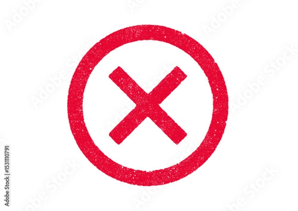 Obraz Vector illustration of cross inside circle in red ink stamp