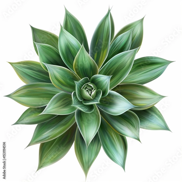 Obraz Radiant Succulent: A detailed and vibrant illustration captures the beauty of a succulent plant, its layered leaves and rich green hues enhanced by meticulous artistic rendering.