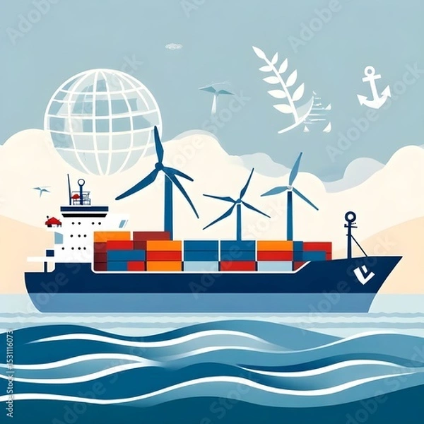 Obraz World Maritime Day, a cargo ship in the sea