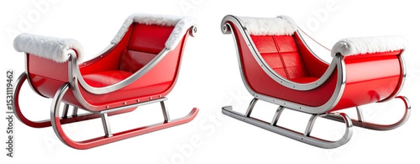 Fototapeta Modern Minimalist Sleigh with Sleek Curves and Faux Fur Trim, Front Perspective Transparent Background PNG