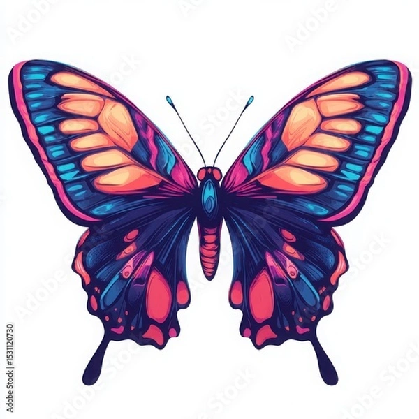 Fototapeta Colorful Psychedelic Butterfly with Intricate Optical Illusion Wing Patterns