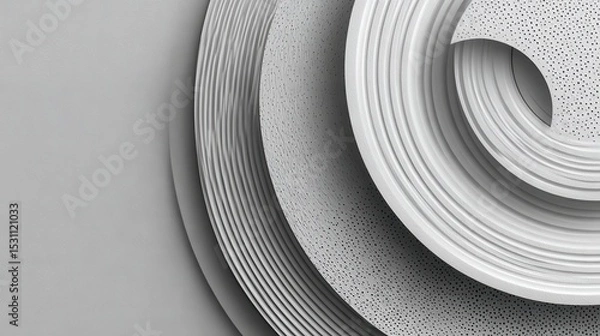 Fototapeta Abstract Grayscale Concentric Circles with Textured Surfaces
