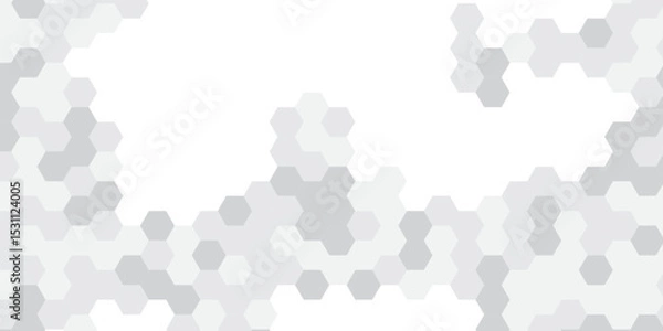 Fototapeta Abstract technology hexagonal background. Illustration of a white background with hexagonal template. White hexagon honeycombs background. Hexa gray Abstract Geometric Wide Banner Design.