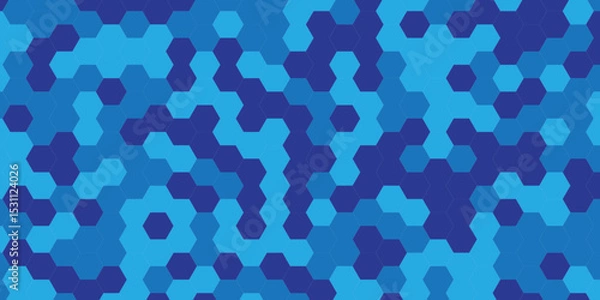 Fototapeta Abstract technology hexagonal background. Illustration of a blue background with hexagonal template. Blue hexagon honeycombs background. Hexa blue Abstract Geometric Wide Banner Design.