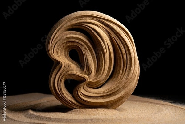 Fototapeta Swirls of Sand Curvy Structure, Brown Sand Layers, Closeup Artistic Sand Design