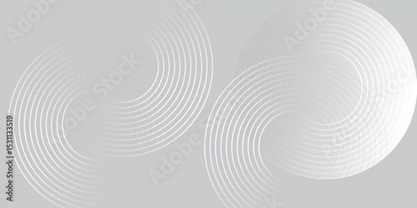Fototapeta Abstract white glowing geometric lines on gray background. Modern shiny blue circle lines pattern. Futuristic technology concept.
