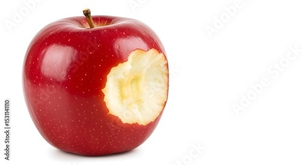 Fototapeta Red Apple with a Bite Taken – Fresh Fruit Isolated