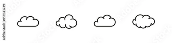 Fototapeta Cloud sign. Cloud icon set. Isolated cloud vector set. Line design.