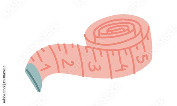 Fototapeta tape is a centimeter for measuring the figure. flat color illustration is suitable for medical websites, applications, posters about health, fitness, cardiology, disease prevention, cardiac activity